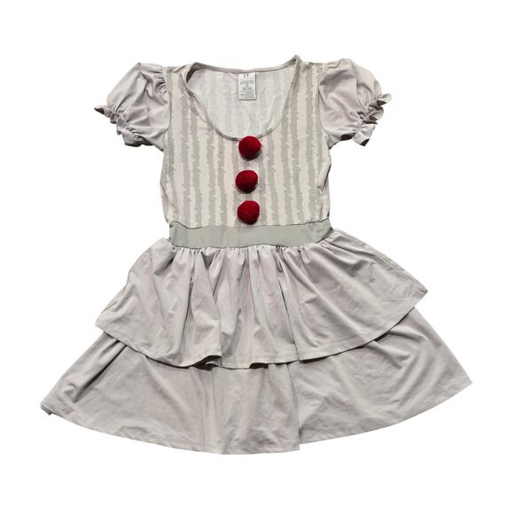 IT Other - IT Pennywise Clown Dress Women's Costume Gray Red Pom-Pom Halloween Cosplay